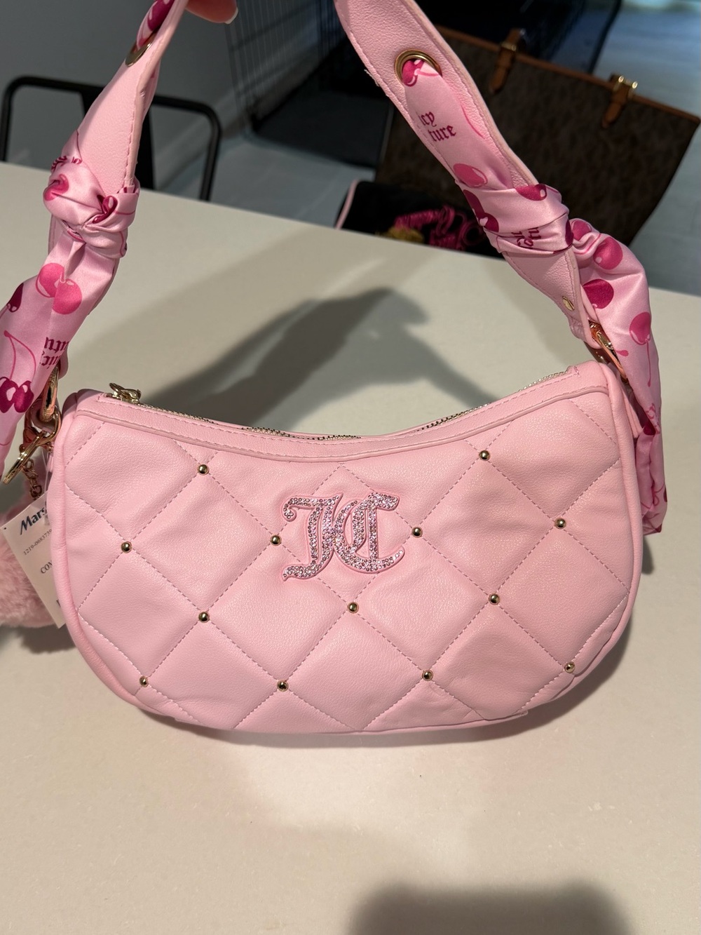 Juicy couture Pink Quilted Shoulder Bag with JC Logo